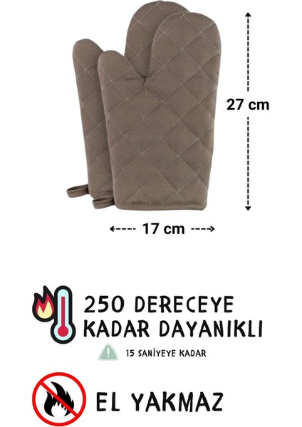 Simple 3'lü Set Ayar Askılı Cepli Mutfak Önlüğü Seti (2 Eldiven) Şef Garson Kafe Aşçı Barista