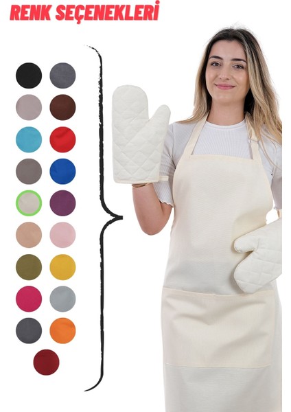 Simple 3'lü Set Ayar Askılı Cepli Mutfak Önlüğü Seti (2 Eldiven) Şef Garson Kafe Aşçı Barista indirimleri