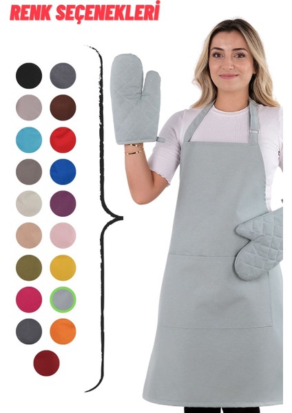 Simple 3'lü Set Ayar Askılı Cepli Mutfak Önlüğü Seti (2 Eldiven) Şef Garson Kafe Aşçı Barista indirimleri