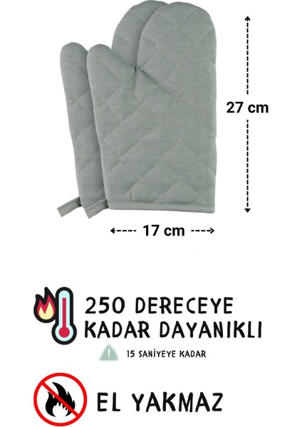 Simple 3'lü Set Ayar Askılı Cepli Mutfak Önlüğü Seti (2 Eldiven) Şef Garson Kafe Aşçı Barista