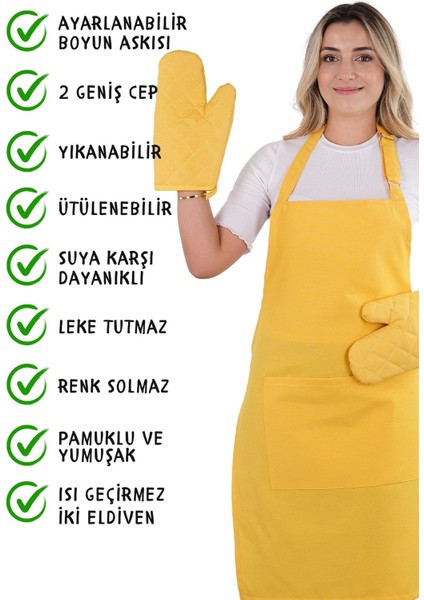 Simple 3'lü Set Ayar Askılı Cepli Mutfak Önlüğü Seti (2 Eldiven) Şef Garson Kafe Aşçı Barista fiyatları