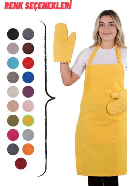 Simple 3'lü Set Ayar Askılı Cepli Mutfak Önlüğü Seti (2 Eldiven) Şef Garson Kafe Aşçı Barista indirimleri