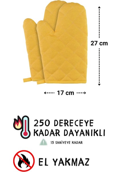 Simple 3'lü Set Ayar Askılı Cepli Mutfak Önlüğü Seti (2 Eldiven) Şef Garson Kafe Aşçı Barista