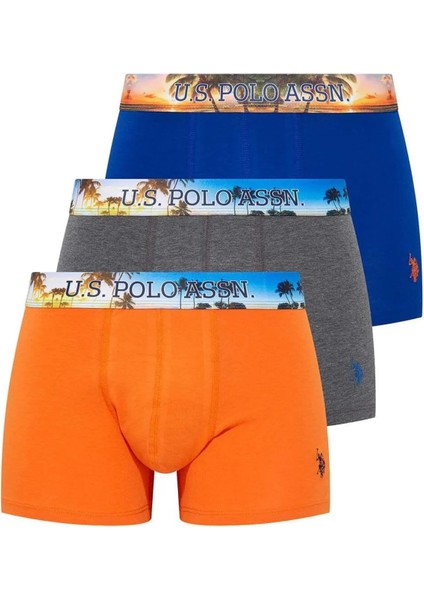 Erkek Saks - Antrasit Melanj - Turuncu 3'lü Boxer 80434