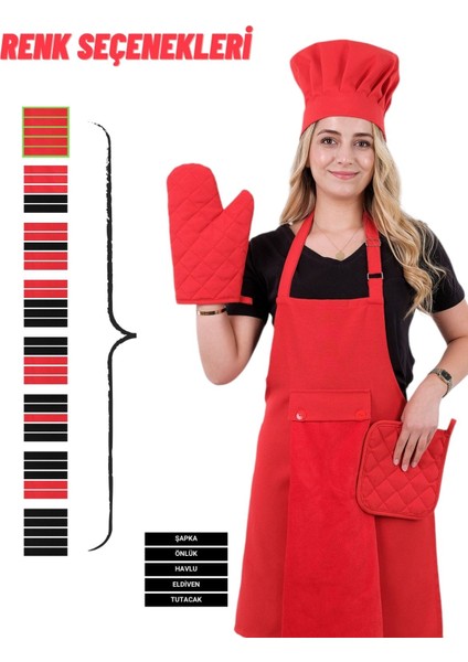 Star Ayar Askılı 5li Mutfak Önlüğü Seti (Ayar Askılı Havlulu Önlük, Şapka, Eldiven, Tutacak) indirimleri