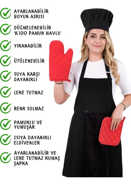 Star Ayar Askılı 5li Mutfak Önlüğü Seti (Ayar Askılı Havlulu Önlük, Şapka, Eldiven, Tutacak) fiyatları