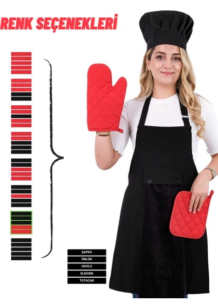 Star Ayar Askılı 5li Mutfak Önlüğü Seti (Ayar Askılı Havlulu Önlük, Şapka, Eldiven, Tutacak) indirimleri