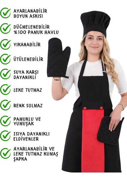 Star Ayar Askılı 5li Mutfak Önlüğü Seti (Ayar Askılı Havlulu Önlük, Şapka, Eldiven, Tutacak) fiyatları