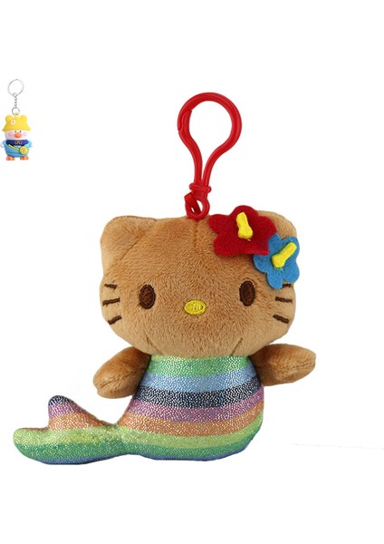 Hawaii Siyah Deri Kedi Jingle Yumurta Sarısı Kardeş Anahtarlık Yumurta Sarısı Kardeş Peluş Bebek Kolye (Yurt Dışından)