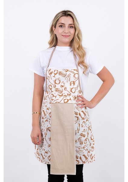 Damla Sıvı Geçirmez Mutfak Önlüğü Havlulu Mutfak Önlüğü