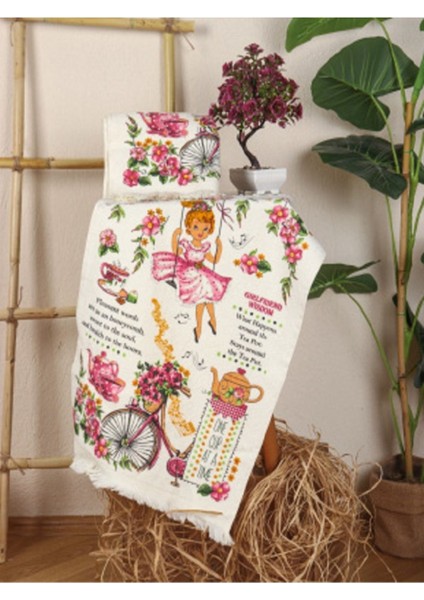 Saçaklı Mutfak Havlusu Modeli Baskılı Mutfak Havlusu 2'li modelleri