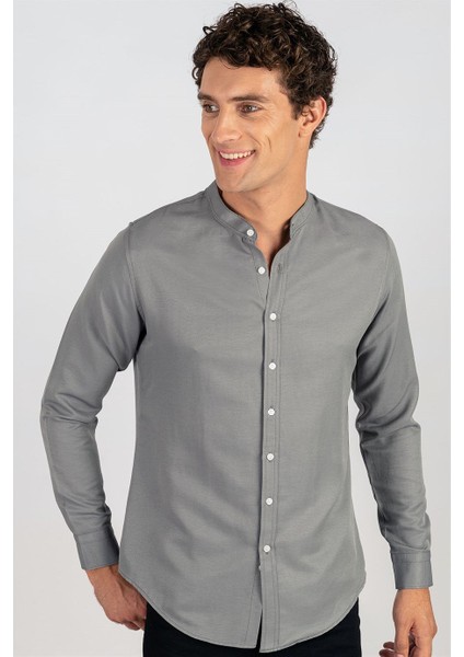 Slim Fit Dar Kesim Hakim Yaka Erkek Gömlek