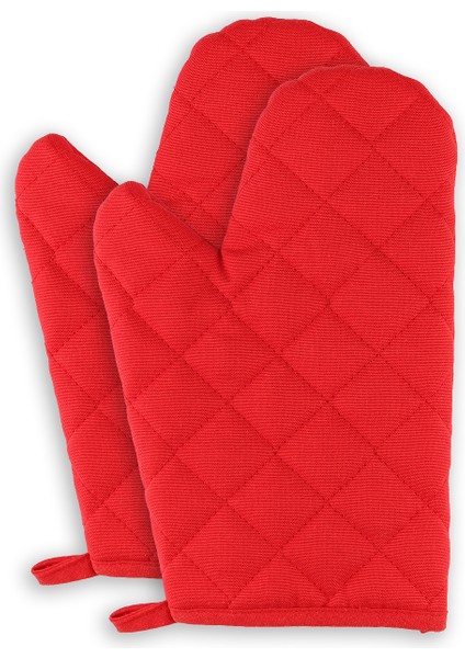 Yanmaz Fırın Eldiveni Isıya Dayanıklı Fırın Eldiveni 2 Adet Kırmızı