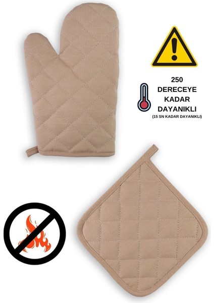 Yanmaz Fırın Eldiveni ve Fırın Tutacağı (1 Eldiven 1 Tutacak)