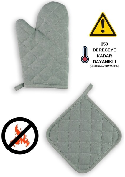 Yanmaz Fırın Eldiveni ve Fırın Tutacağı (1 Eldiven 1 Tutacak)