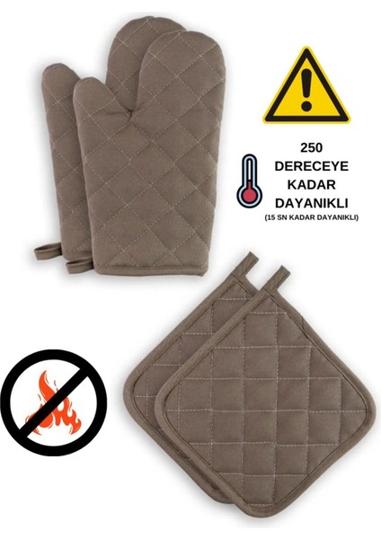 Yanmaz ve Isıya Dayanıklı Fırın Eldiveni ve Tutacak (2 Eldiven, 2 Tutacak)