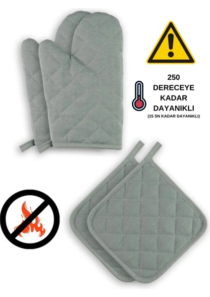 Yanmaz ve Isıya Dayanıklı Fırın Eldiveni ve Tutacak (2 Eldiven, 2 Tutacak)