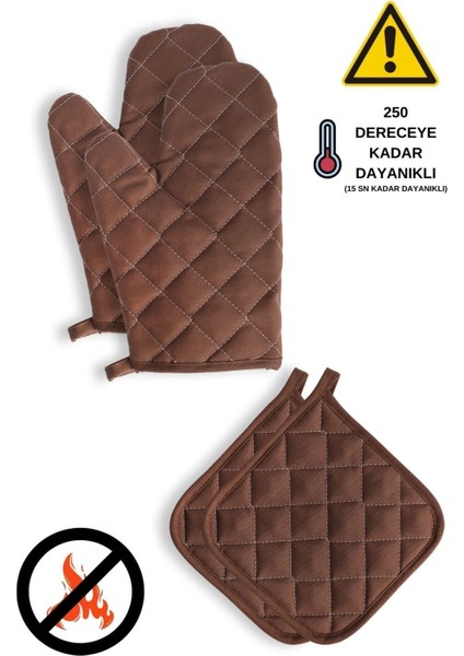 Yanmaz ve Isıya Dayanıklı Fırın Eldiveni ve Tutacak (2 Eldiven, 2 Tutacak)