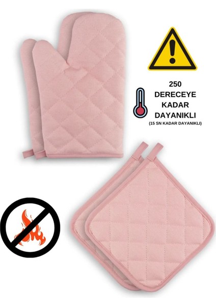 Yanmaz ve Isıya Dayanıklı Fırın Eldiveni ve Tutacak (2 Eldiven, 2 Tutacak)