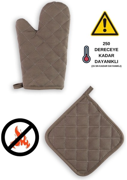 Yanmaz Fırın Eldiveni ve Fırın Tutacağı (1 Eldiven 1 Tutacak)