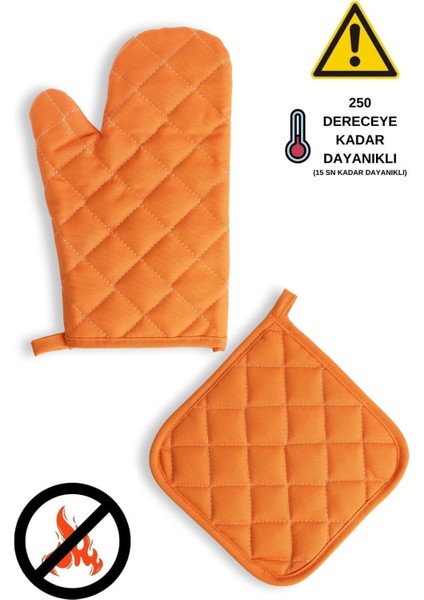 Yanmaz Fırın Eldiveni ve Fırın Tutacağı (1 Eldiven 1 Tutacak)