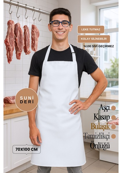 Suni Deri Su Geçirmez Bulaşıkçı Önlüğü Aşçı Önlüğü Kasap Önlüğü Temizlikçi Önlüğü