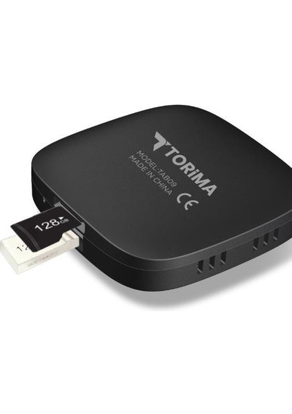 TAB09 Mini Siyah Kablosuz Carplay 2GB+32GB USB ve Type-C Uyumlu Araç Multimedya Dönüştürücü Adaptörü