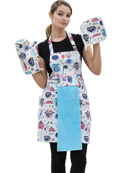 Tulipa Ayar Askılı Sıvı Geçirmez Mutfak Önlüğü (Eldiven Tutacak)