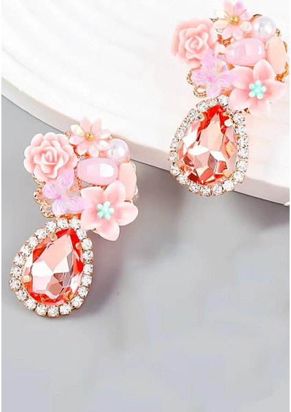 Peach Fantasy Taşlı Abiye Küpe modelleri