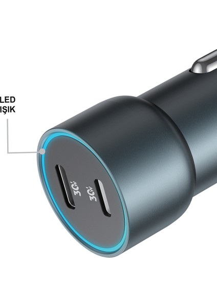 Araç Şarj Cihazı 60 w Çift Çıkışlı (Lightning Port ve Type-C Port Çıkışlı) MT1836