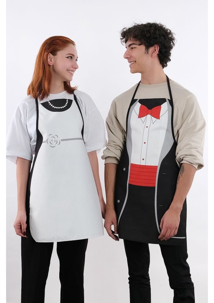 Beautiful İkili Önlük Sıvı Geçirmez Mutfak Önlüğü Gelin&damat- 50 x 70 cm fiyatları