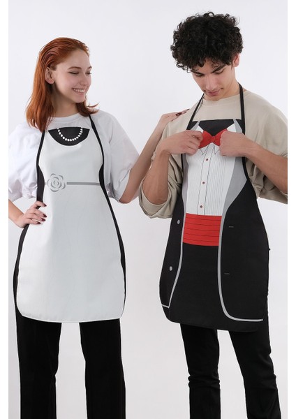 Beautiful İkili Önlük Sıvı Geçirmez Mutfak Önlüğü Gelin&damat- 50 x 70 cm modelleri