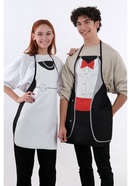 Beautiful İkili Önlük Sıvı Geçirmez Mutfak Önlüğü Gelin&damat- 50 x 70 cm fırsatları