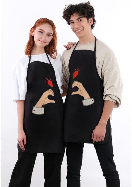 Beautiful İkili Önlük Sıvı Geçirmez Mutfak Önlüğü Kalp- 50 x 70 cm