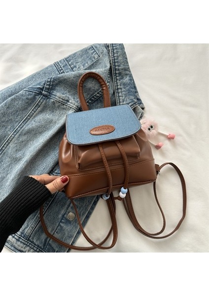 Retro Moda Düz Renk Sırt Çantası Kadın Çantası Moda Rahat Moda Basit Seyahat Küçük Sırt Çantası Trendi (Yurt Dışından) fiyatları