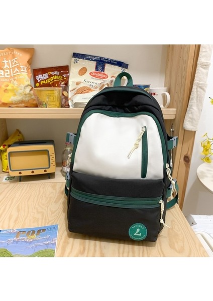 Erkekler ve Kadınlar Için Kontrast Renkli Sırt Çantası, Büyük Kapasiteli, Yüksek Görünüm, Orman Tarzı, Çok Yönlü ve Basit (Yurt Dışından)