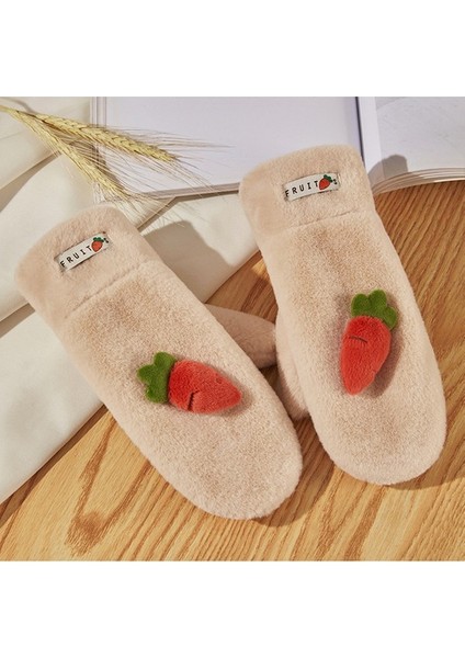 Kadınlar Için Sevimli Peluş Elnler - Haki (Yurt Dışından)