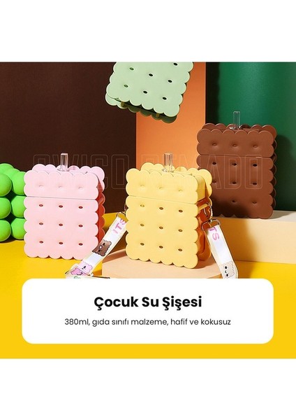 380ML Şirin Bisküvi Modeli Çocuk Su Şişesi - Pembe (Yurt Dışından)