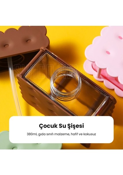380ML Şirin Bisküvi Modeli Çocuk Su Şişesi - Pembe (Yurt Dışından)
