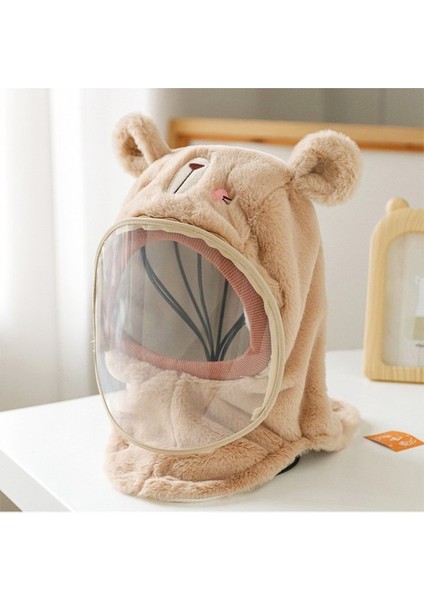 Çocuklar Için Sevimli Kış Kapşonlu Şapka Eşarp - Beyaz (Yurt Dışından)