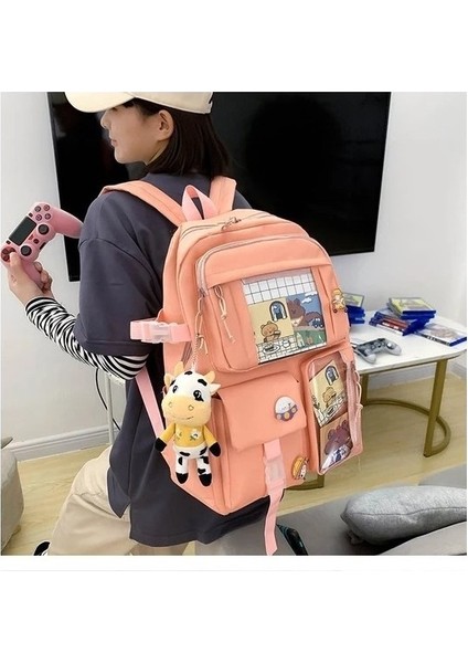 4 Parça Büyük Kapasiteli Okul Çantası Seti - Mavi (Yurt Dışından) fırsatları