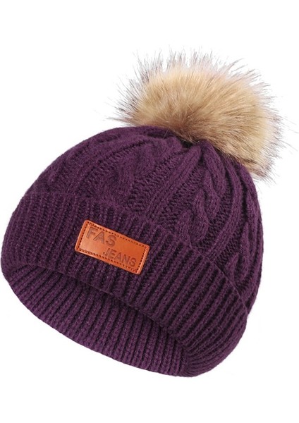 Kış Kalın Rahat ve Basit Şapka Bebek Beanie Şapka (Yurt Dışından)