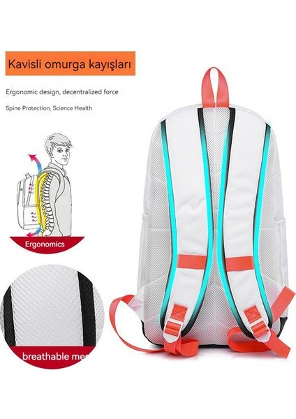 Yeni Uni Sırt Çantası Trend Açık Renk Kontrast Okul Çantası Baskılı Harfler Dağcılık Seyahati Büyük Kapasiteli Okul Sırt Çantası (Yurt Dışından) fırsatları