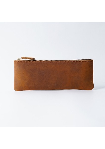 Hakiki Deri Fermuar Basit Küçük Kalem Kutusu Erkekler ve Kadınlar Için Inek Derisi Kalem Kutusu (Yurt Dışından) fiyatları