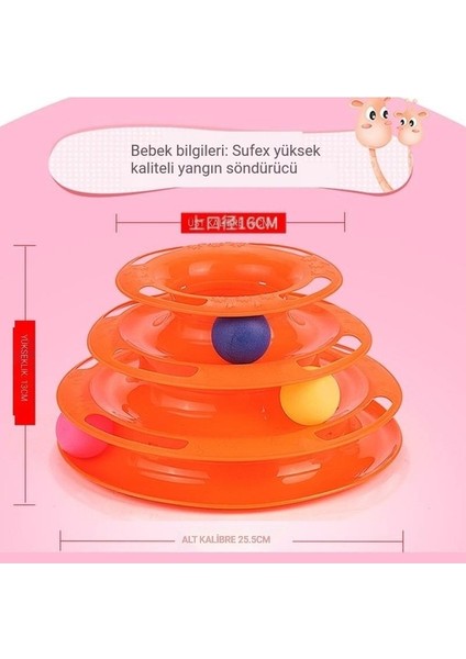 Pet Oyuncak Üç Katmanlı Kedi Atlıkarınca Kendi Kendine Eğlence ve Can Sıkıntısı Giderici Kedi Oyuncak Kedi Oyuncak Top (Yurt Dışından)
