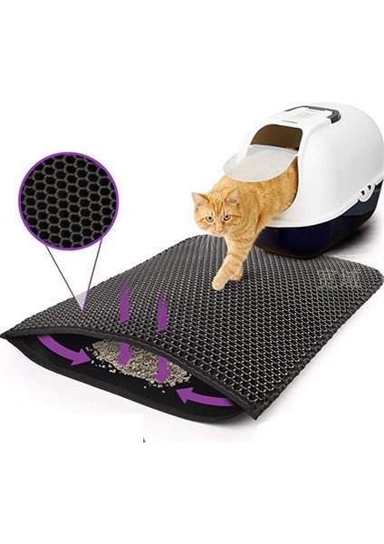 Eva Kaymaz Kedi Kumu Matı Evcil Hayvanların Dışarı Çıkarılmasını Önlemek Için Çift Katmanlı Eva Kedi Matı Kedi Kumu Kutusu Filtre Matı Kedi Tırmalama Tahtası (Yurt Dışından) indirimleri