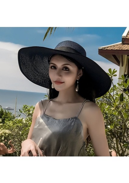 Egzotik Büyük Kenarlı Plaj Hasır Şapka Kadın Güneş Koruyucu Şapka (Yurt Dışından) fırsatları