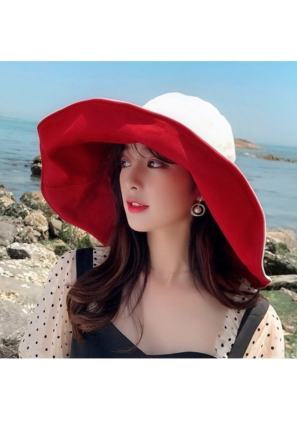 Büyük Boy Kenarlı Kova Şapka Katlanabilir Moda Plaj Şapkası (Yurt Dışından) modelleri