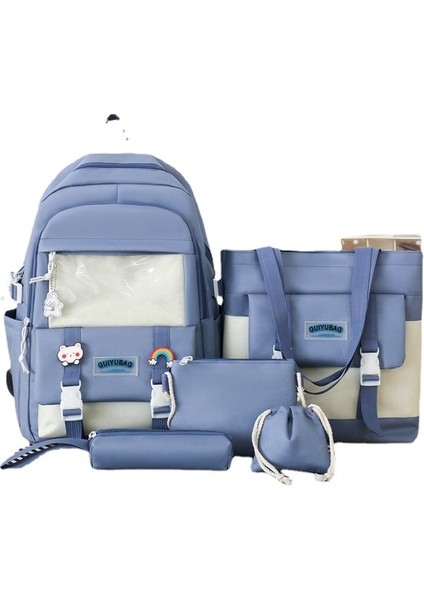 Ilkokul Öğrencilerinin Yeni Uni Kore Versiyonu Renk Trendi Beş Parçalı Okul Çantası Sevimli Tatlı Okul Sırt Çantası Vurdu (Yurt Dışından)