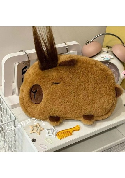 2024 Yeni Sevimli Kapibara Kalem Çantası Peluş Kızarmış Karikatür Kırtasiye Saklama Çantası Büyük Kapasiteli Kırtasiye Kutusu (Yurt Dışından)